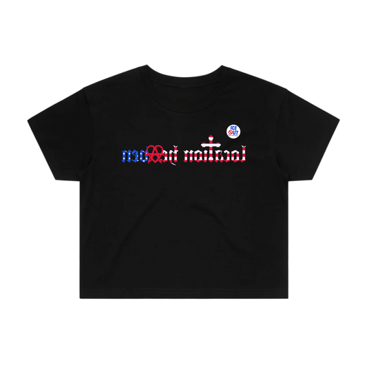 LH REFLECTION CROP TOP “USA” (Black) + ICE OUT Pin
